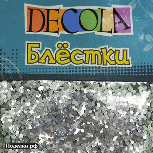 Блестки декоративные Decola W041-202-1 серебряный цвет 1 мм 20 г, цена за 1 шт.
